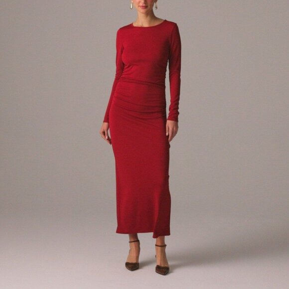 J. Crew Jersey Crepe Dress Womens S Red Sophisticated Contemporary Festive NWOT - Picture 1 of 16